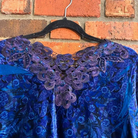 Unity World Wear women’s velour boho fairy grunge Y2K tunic top blue XL - Picture 6 of 7